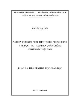 Luận án Nghiên cứu giải pháp phát triển phong trào thể dục thể thao biển quần chúng ở miền bắc Việt Nam