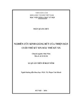 Luận án Nghiên cứu kinh giáng bút của thiện đàn cuối thế kỷ XIX đầu thế kỷ XX