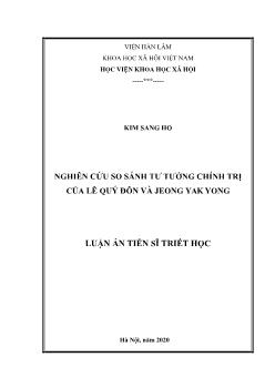 Luận án Nghiên cứu so sánh tư tưởng chính trị của Lê Quý Đôn và Jeong Yak Yong