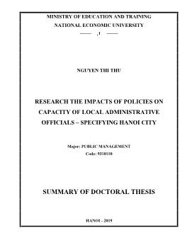 Luận án Nghiên cứu tác động của chính sách đến năng lực công chức cấp cơ sở - Trường hợp Thành phố Hà Nội