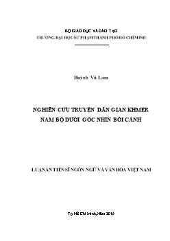 Luận án Nghiên cứu truyện dân gian Khmer Nam bộ dưới góc nhìn bối cảnh