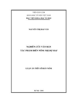 Luận án Nghiên cứu văn bản tác phẩm diễn Nôm nhị độ mai