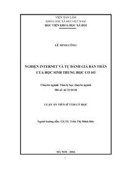 Luận án Nghiện internet và tự đánh giá bản thân của học sinh trung học cơ sở