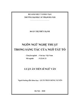 Luận án Ngôn ngữ nghệ thuật trong sáng tác của Ngô Tất Tố