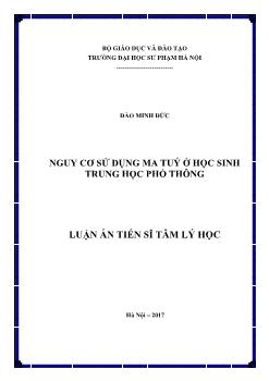 Luận án Nguy cơ sử dụng ma tuý ở học sinh trung học phổ thông