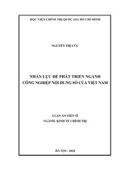 Luận án Nhân lực để phát triển ngành công nghiệp nội dung số của Việt Nam
