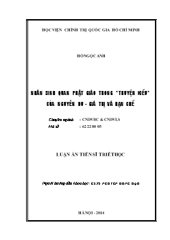 Luận án Nhân sinh quan phật giáo trong Truyện Kiều của Nguyễn Du - Giá trị và hạn chế