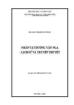 Luận án Nhân vật Dương Vân Nga - Lịch sử và truyền thuyết