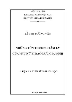 Luận án Những tổn thương tâm lý của phụ nữ bị bạo lực gia đình