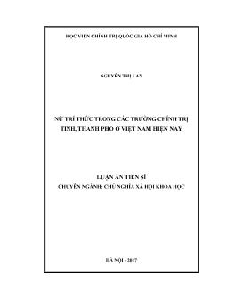 Luận án Nữ trí thức trong các trường chính trị tỉnh, thành phố ở Việt Nam hiện nay