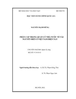 Luận án Phân cấp trong quản lý nhà nước về tài nguyên biển ở Việt Nam hiện nay