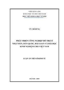 Luận án Phát triển công nghiệp hỗ trợ ở Nhật bản, Hàn quốc, Đài loan và bài học kinh nghiệm cho Việt Nam