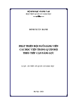 Luận án Phát triển đội ngũ giảng viên các học viện trong quân đội theo tiếp cận năng lực