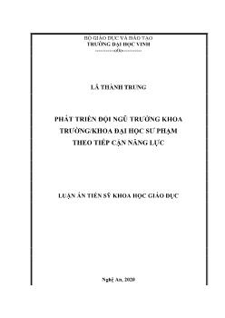 Luận án Phát triển đội ngũ trưởng khoa trường / khoa đại học sư phạm theo tiếp cận năng lực