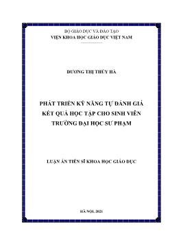 Luận án Phát triển kỹ năng tự đánh giá kết quả học tập cho sinh viên trường đại học sư phạm