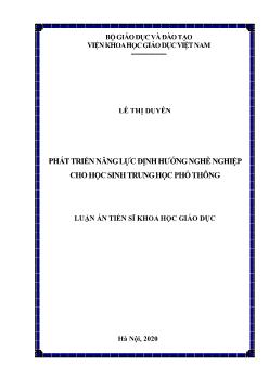 Luận án Phát triển năng lực định hướng nghề nghiệp cho học sinh trung học phổ thông