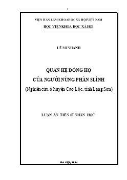 Luận án Quan hệ dòng họ của người Nùng Phàn Slình