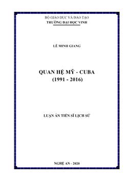 Luận án Quan hệ Mỹ - Cuba (1991 - 2016)