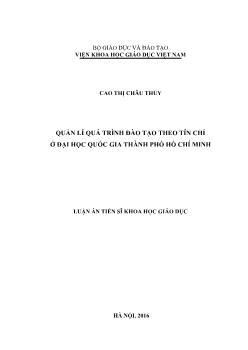 Luận án Quản lí quá trình đào tạo theo tín chỉ ở đại học quốc gia thành phố Hồ Chí Minh