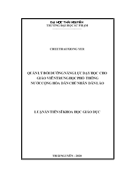 Luận án Quản lý bồi dưỡng năng lực dạy học cho giáo viên trung học phổ thông nước cộng hòa dân chủ nhân dân Lào