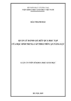 Luận án Quản lý đánh giá kết quả học tập của học sinh trung cấp theo tiếp cận năng lực