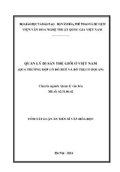 Luận án Quản lý di sản thế giới ở Việt Nam (qua trường hợp cố đô Huế và đô thị cổ Hội An)