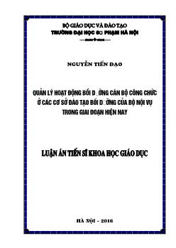 Luận án Quản lý hoạt động bồi dưỡng cán bộ công chức ở các cơ sở đào tạo bồi dưỡng của bộ nội vụ trong giai đoạn hiện nay