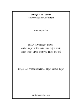 Luận án Quản lý hoạt động giáo dục văn hóa phi vật thể cho học sinh trung học cơ sở