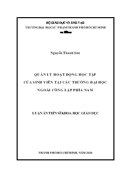 Luận án Quản lý hoạt động học tập của sinh viên tại các trường đại học ngoài công lập phía nam