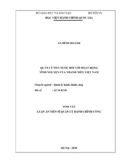 Luận án Quản lý nhà nước đối với hoạt động tình nguyện của thanh niên Việt Nam