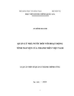 Luận án Quản lý nhà nước đối với hoạt động tình nguyện thanh niên Việt Nam