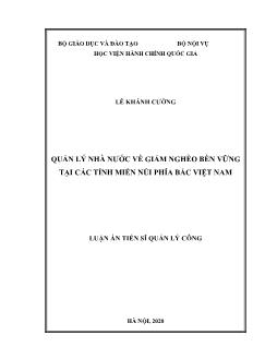 Luận án Quản lý nhà nước về giảm nghèo bền vững tại các tỉnh miền núi phía bắc Việt Nam