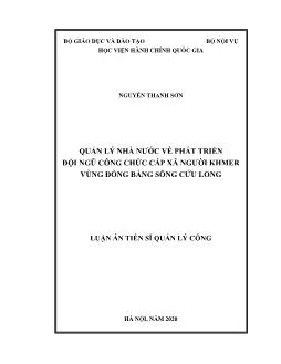 Luận án Quản lý nhà nước về phát triển đội ngũ công chức cấp xã người Khmer vùng đồng bằng sông Cửu Long