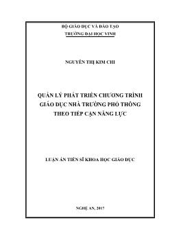 Luận án Quản lý phát triển chương trình giáo dục nhà trường phổ thông theo tiếp cận năng lực