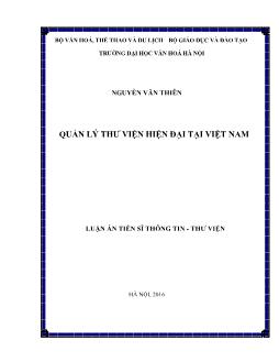 Luận án Quản lý thư viện hiện đại tại Việt Nam