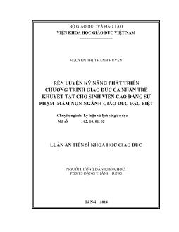 Luận án Rèn luyện kỹ năng phát triển chương trình giáo dục cá nhân trẻ khuyết tật cho sinh viên cao đẳng sư phạm mầm non ngành giáo dục đặc biệt