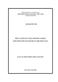 Luận án Rèn luyện kỹ năng thương lượng cho sinh viên ngành quản trị nhân lực