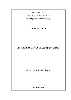 Luận án Stress ở giáo viên mầm non