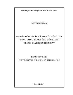 Luận án Sự biến đổi cơ cấu xã hội của nông dân vùng đồng bằng sông Cửu long trong giai đoạn hiện nay