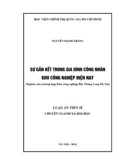 Luận án Sự gắn kết trong gia đình công nhân khu công nghiệp hiện nay