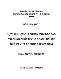 Luận án Sự thích hợp của chuẩn mực Báo cáo tài chính quốc tế cho doanh nghiệp nhỏ và vừa áp dụng tại Việt Nam