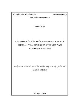 Luận án Tác động của cấu trúc an ninh tại khu vực Châu á - Thái bình dương tới Việt Nam giai đoạn 2010 - 2020
