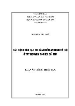 Luận án Tác động của đạo tin lành đến an ninh xã hội ở Tây Nguyên thời kỳ đổi mới