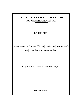 Luận án Tang thức của người việt bắc bộ là tín đồ phật giáo và công giáo