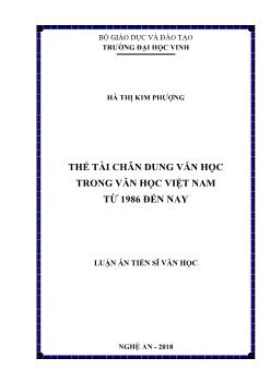 Luận án Thể tài chân dung văn học trong văn học Việt Nam từ 1986 đến nay