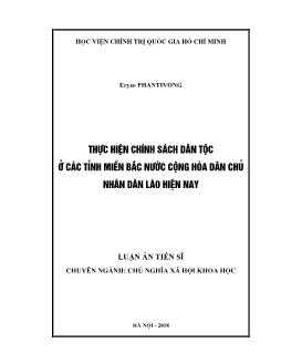 Luận án Thực hiện chính sách dân tộc ở các tỉnh miền bắc nước cộng hòa dân chủ nhân dân Lào hiện nay