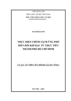 Luận án Thực hiện chính sách ứng phó biến đổi khí hậu từ thực tiễn thành phố Hồ Chí Minh