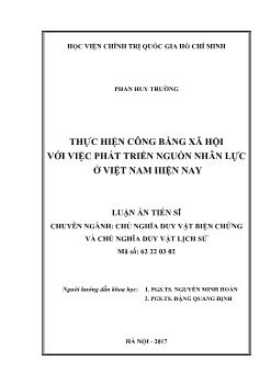 Luận án Thực hiện công bằng xã hội với việc phát triển nguồn nhân lực ở Việt Nam hiện nay