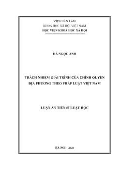 Luận án Trách nhiệm giải trình của chính quyền địa phương theo pháp luật Việt Nam