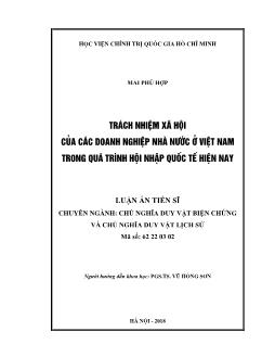 Luận án Trách nhiệm xã hội của các doanh nghiệp nhà nước ở Việt Nam trong quá trình hội nhập quốc tế hiện nay